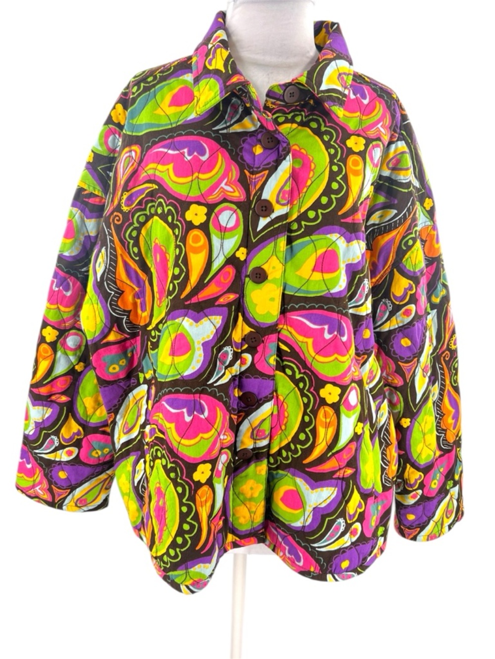 Lucy & Yak paisley psychodelic print colorful jacket Sz XL